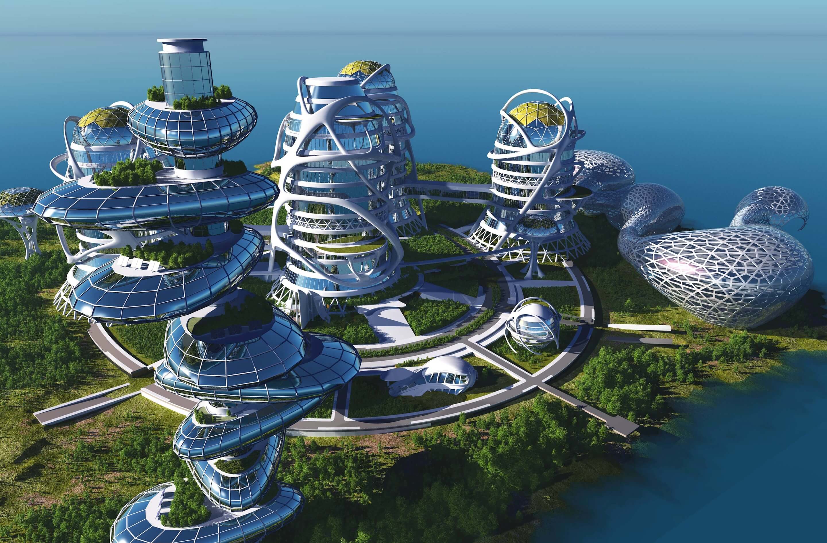 Город будущего 3d render
